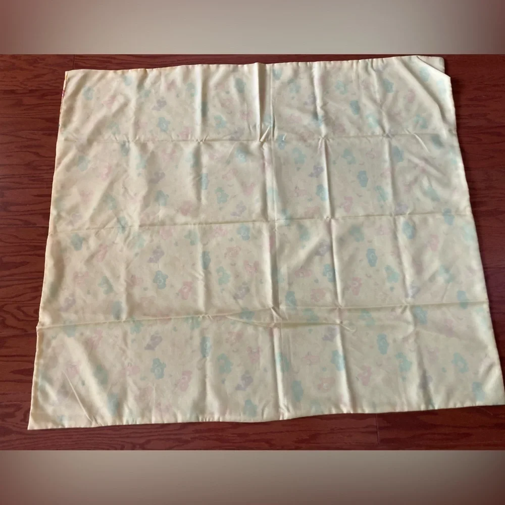 Vintage handmade Care Bears Baby Blanket Mat 40” x 35”